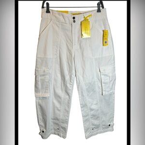 NWT Circus NY Sam Edelman White Cotton Low Slung Ankle Cargo Pants Size 28 (6)